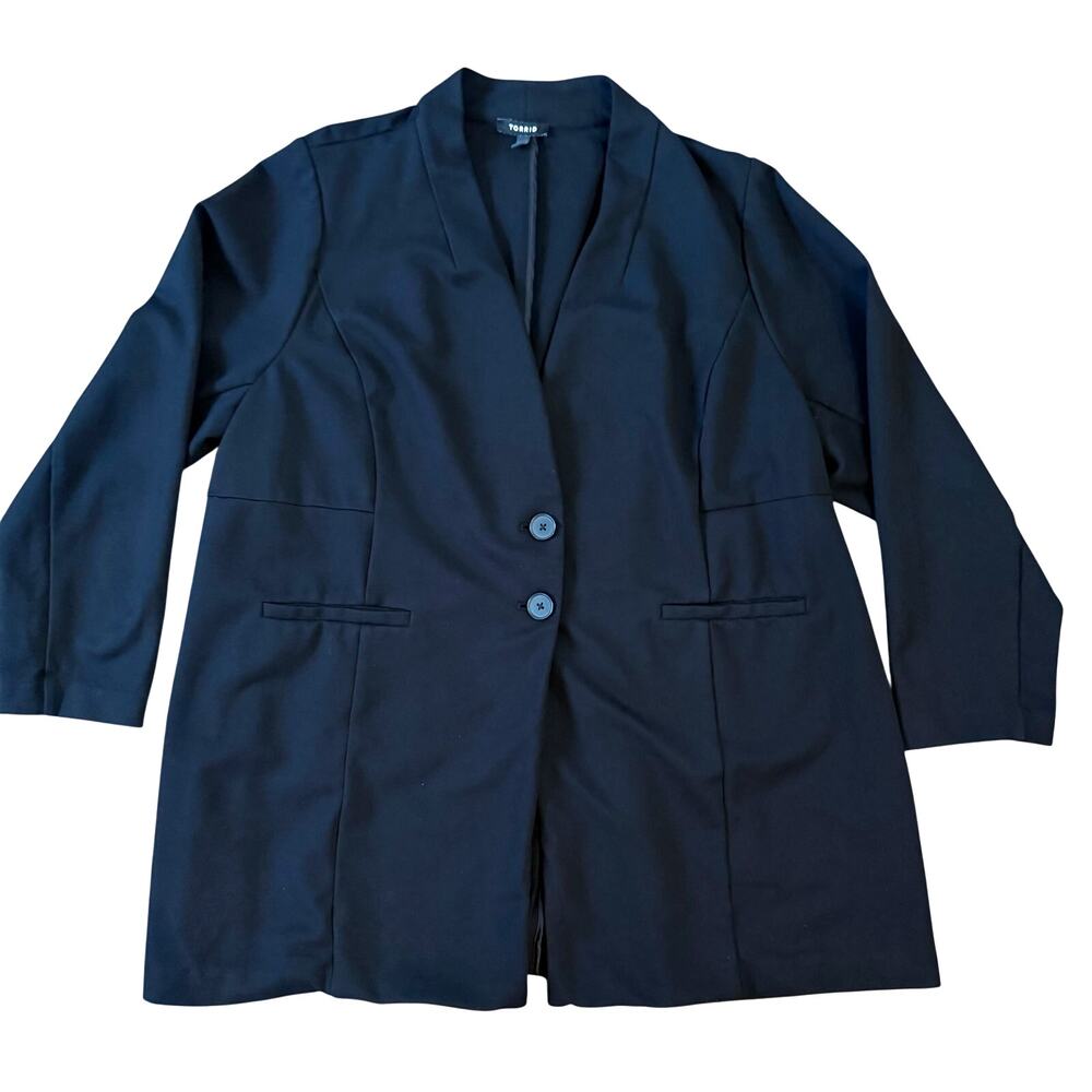 Torrid Women's Black Studio Ponte Long Blazer Classic Workwear Sz 3X